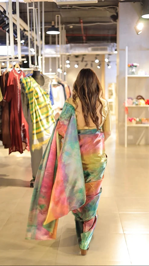 Opal Prism Luxe Satin Saree