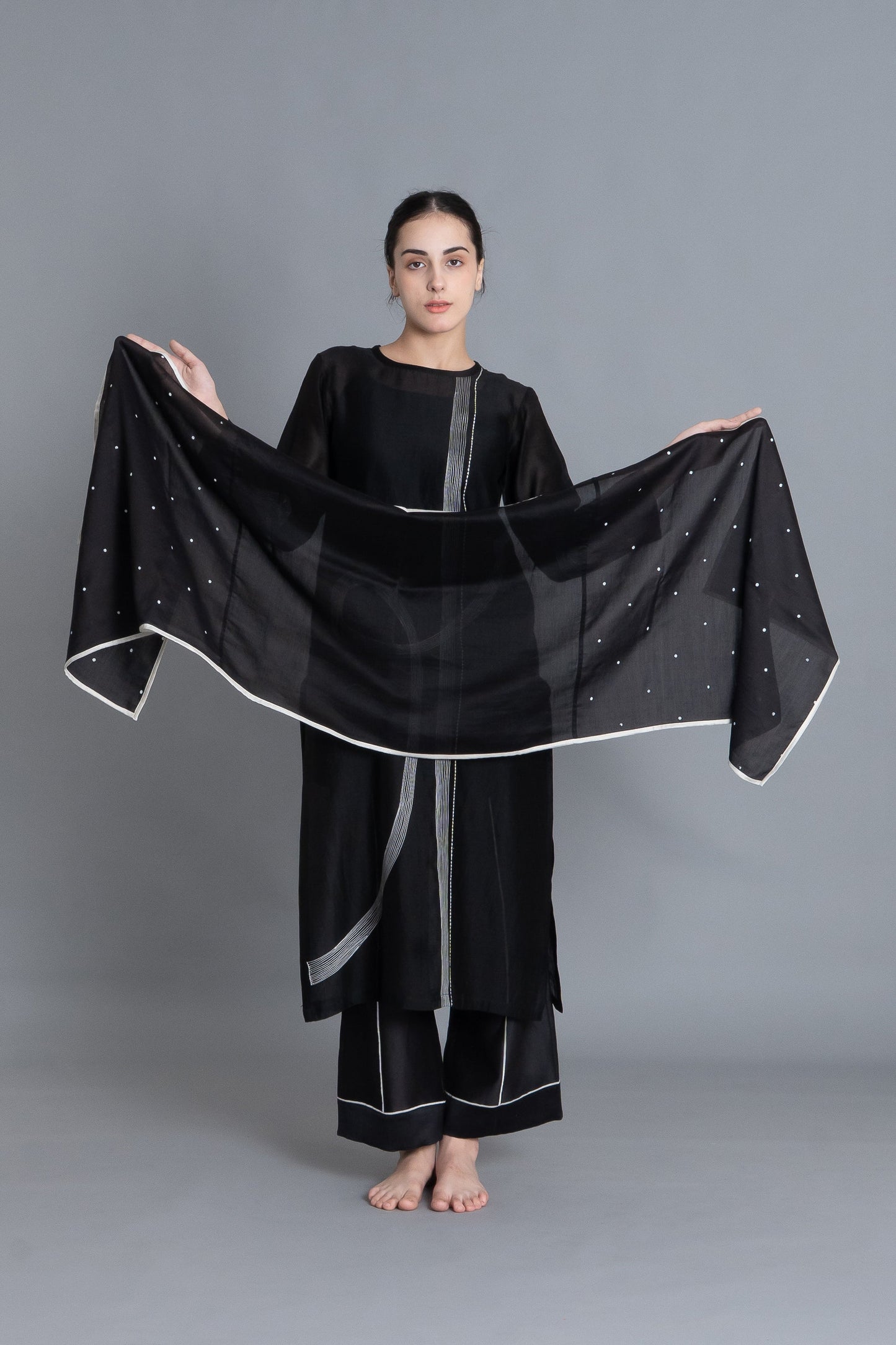 Khat Pantone Embroidered Dress Co-ord with Scraff